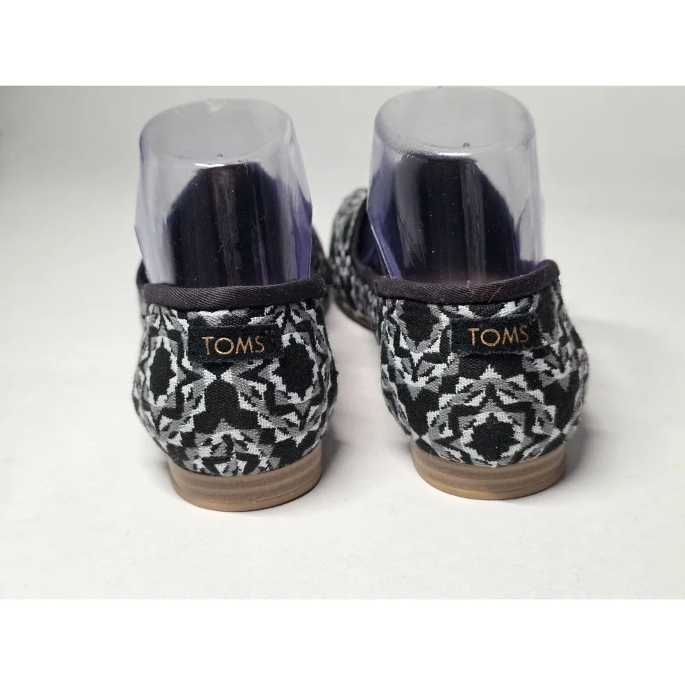 Toms Women's Shoes Size 7 Black Gray Darcy Slip On Flats Comfort Ballets